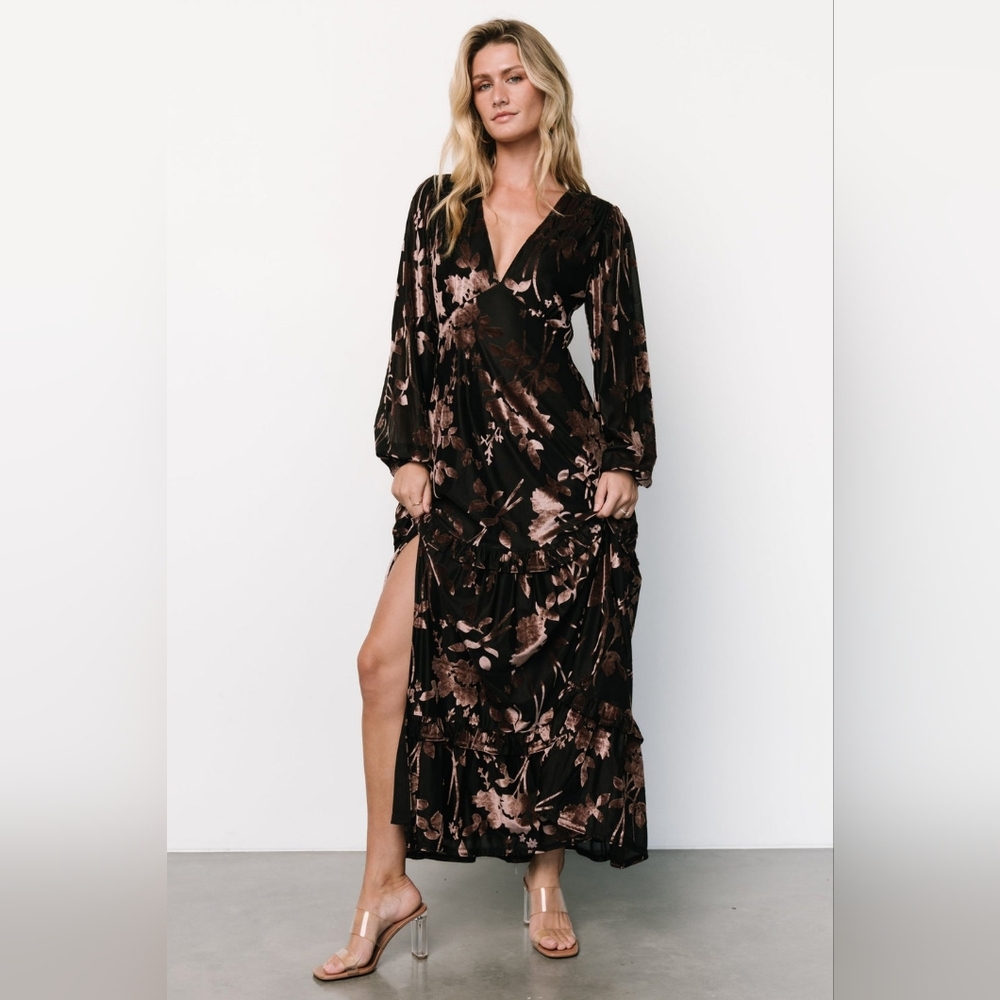 Liana Velvet Embossed Maxi Dress